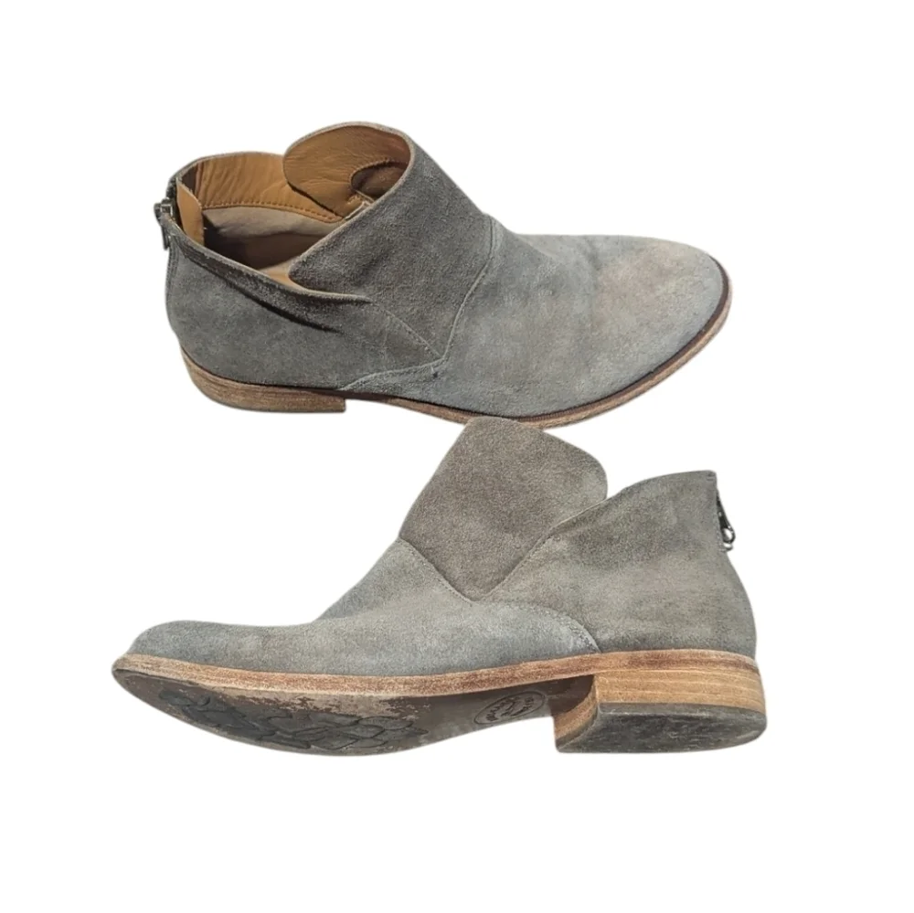 Kork Ease Ryder Ankle Boots Womens 8.5 Grey Suede Bootie Heel Zip Shoes